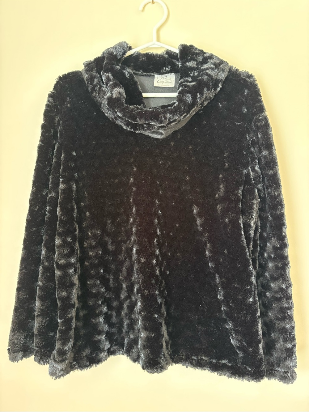 Cozy Plush Black Cowl Neck Women's Sweater